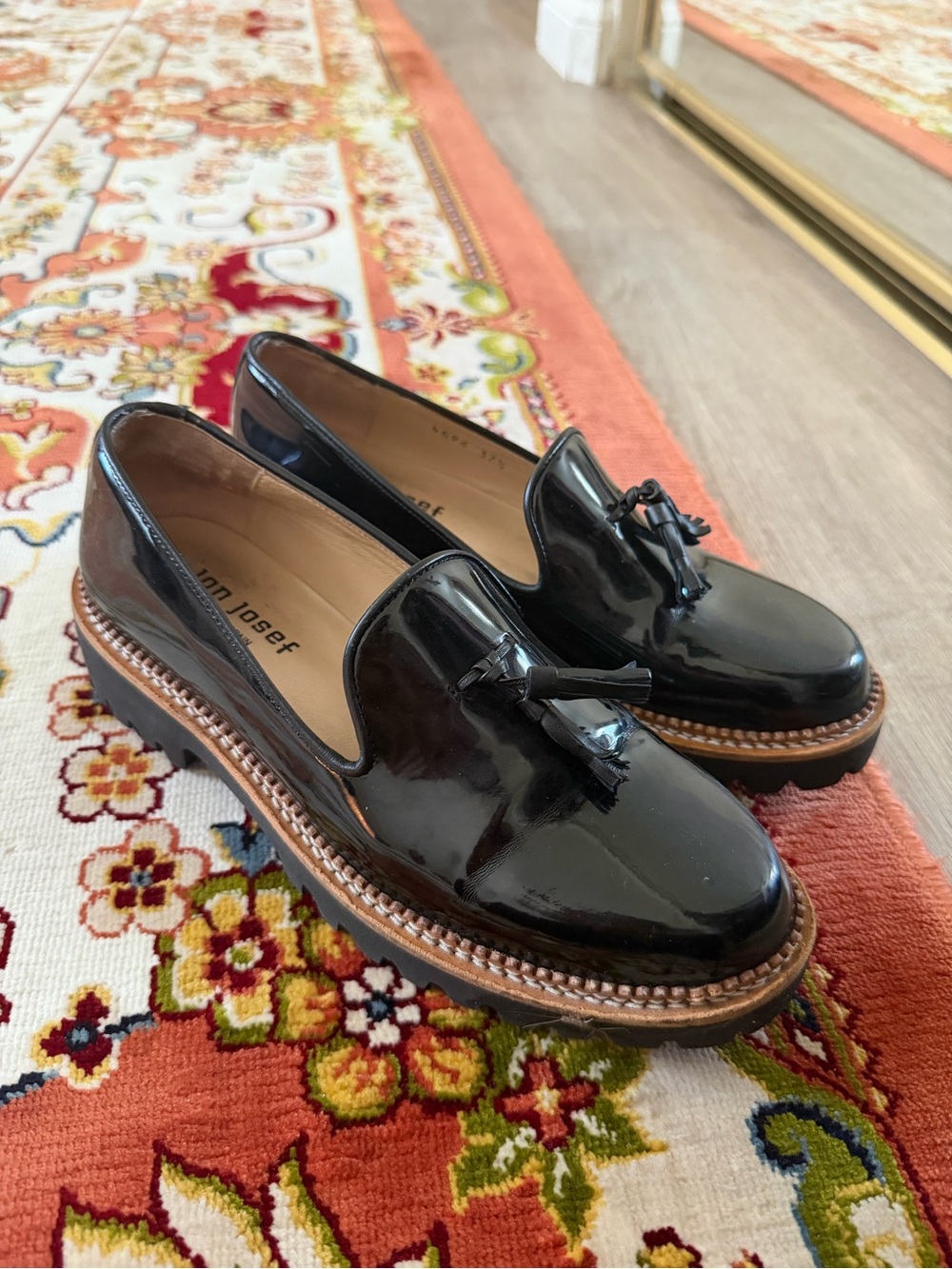 Patent Leather Black Tassel Loafers - Women